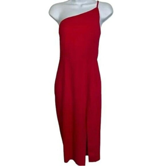 LOVERS + FRIENDS Lazo  Fuscia Pink One Shoulder Dress Front Slit NWT Size XSmall - Picture 1 of 6